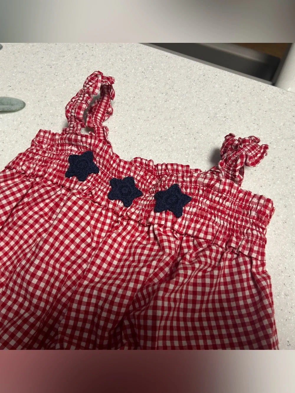 Carters Girls Red White Blue Star Tank Top & Shorts 2 Pc Set